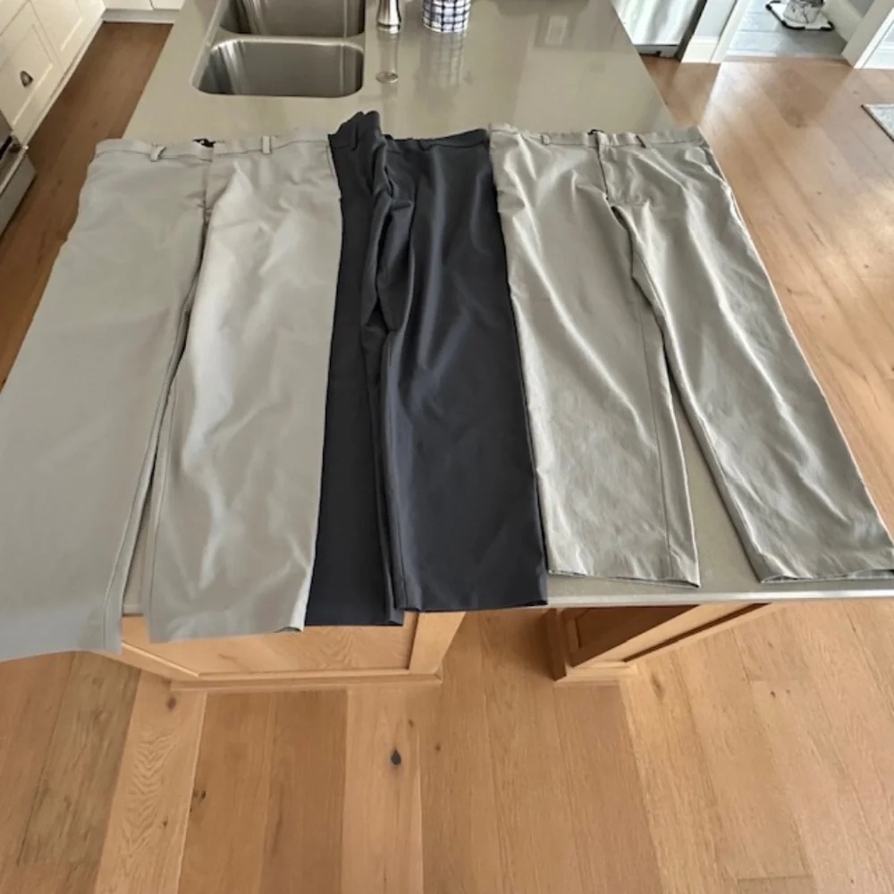 3 Pairs BR Athletic Slim 38x30 Performance Pants (2 Gray, 1 Navy) Retails $390